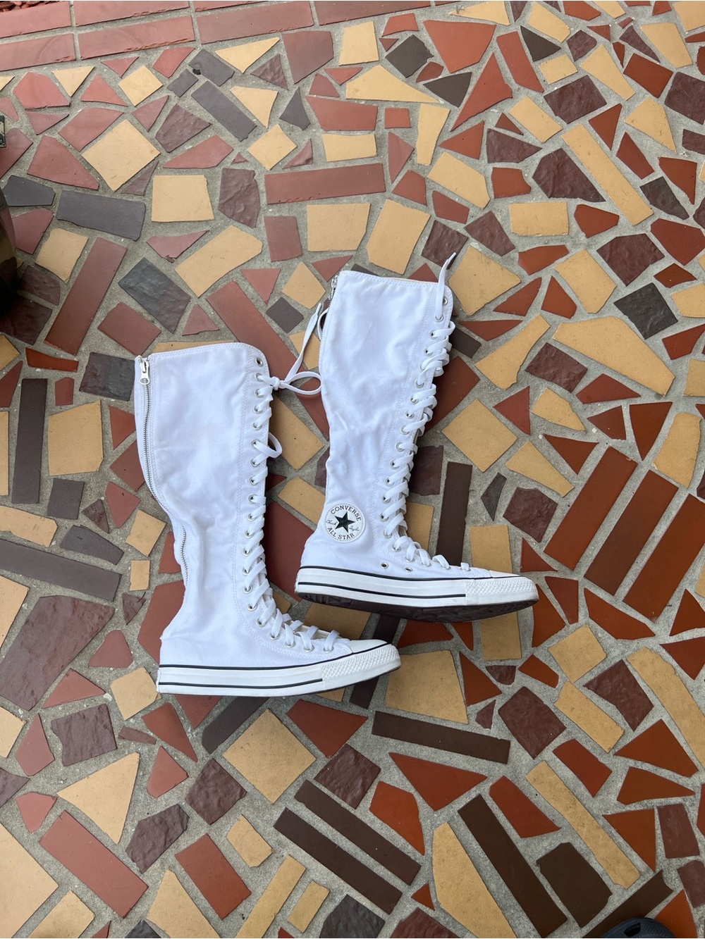 Y2K style Converse White Knee-High Lace-Up Canvas Boots